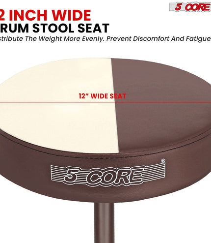 5 Core Drum Throne 3" Thick Padded Comfortable Guitar Stool Drummer Chair Adjustable Musician Seat-2
