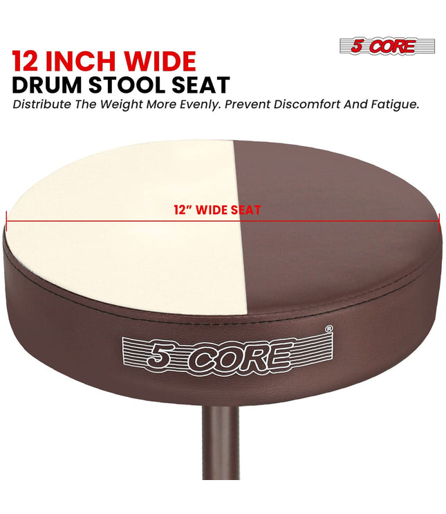 5 Core Drum Throne 3" Thick Padded Comfortable Guitar Stool Drummer Chair Adjustable Musician Seat-2