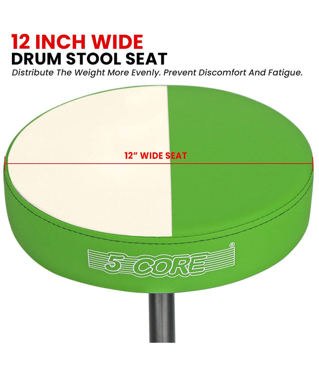 5 Core Drum Throne 3" Thick Padded Comfortable Guitar Stool Drummer Chair Adjustable Musician Seat-2