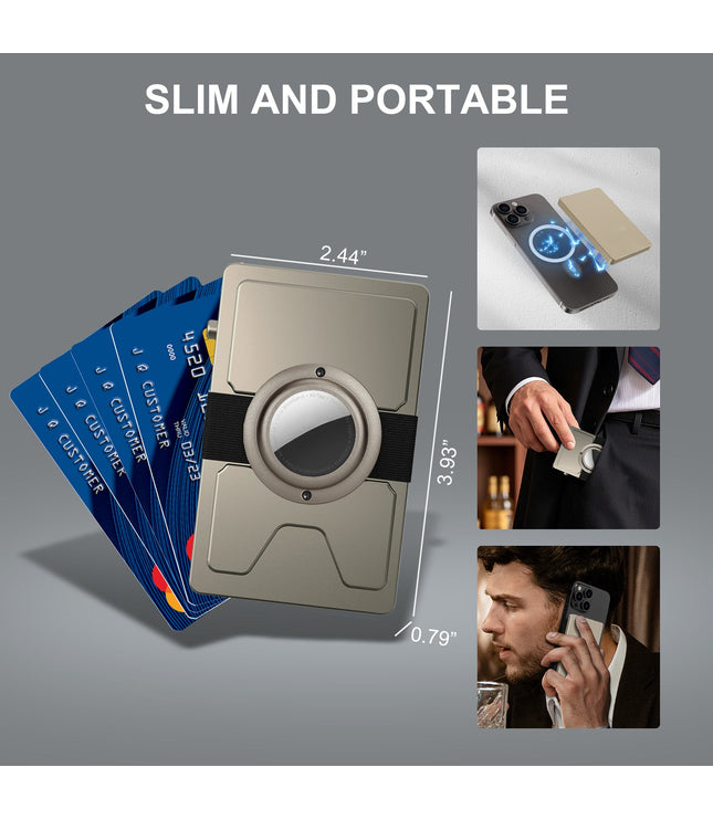 TOYFID All-Aluminum Pop Up Slide Rfid Slim Card Holder Wallet With Airtag Holder-2