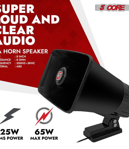 5 Core PA Speaker 5 x 8" 65W Bull Horn Loud Audio Outdoor Speakers System 8Ohm Reflex Megaphone-1