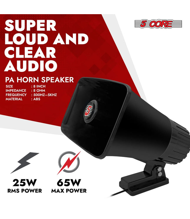 5 Core PA Speaker 5 x 8" 65W Bull Horn Loud Audio Outdoor Speakers System 8Ohm Reflex Megaphone-1
