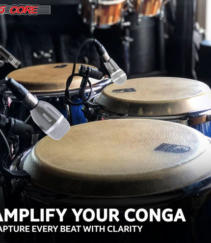 5Core Conga Mic Snare Tom Microphone Drum Kit Condenser XLR Instrument Mics GREY-1