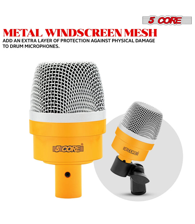 5Core Drum Mic Kit 7 Pcs Kick BassTom Snare Dynamic Microphone Instrument Mics Set Yellow-2