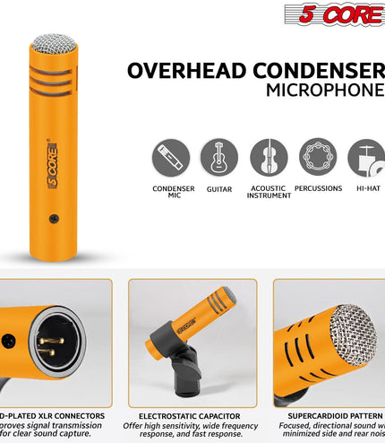 5Core Drum Mic Kit 7 Pcs Kick BassTom Snare Dynamic Microphone Instrument Mics Set Yellow-4