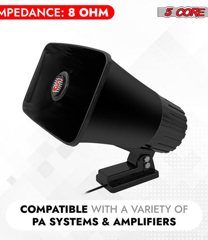 5 Core PA Speaker 5 x 8" 65W Bull Horn Loud Audio Outdoor Speakers System 8Ohm Reflex Megaphone-2
