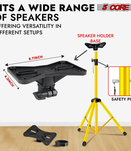 5 Core Speaker Stand Height Adjustable PA DJ Tripod Studio Monitor Stands w 35mm Compatible Insert-2