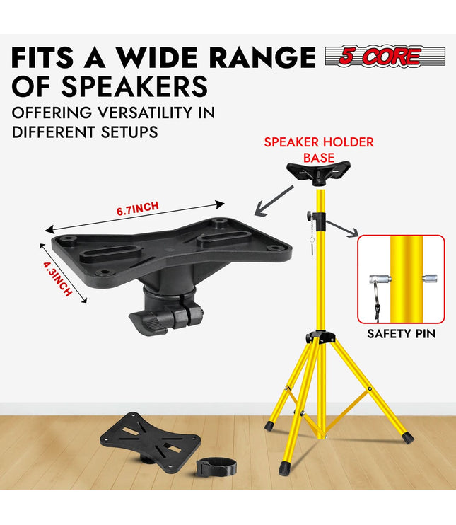 5 Core Speaker Stand Height Adjustable PA DJ Tripod Studio Monitor Stands w 35mm Compatible Insert-2