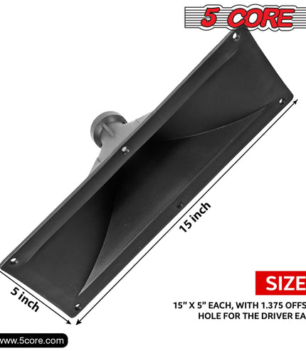 5 CORE 15x5 Rectangle Plastic Screw-On Horn for Assorted Speaker Cabinets 34mm Throat HISE 15X5 1PC-2
