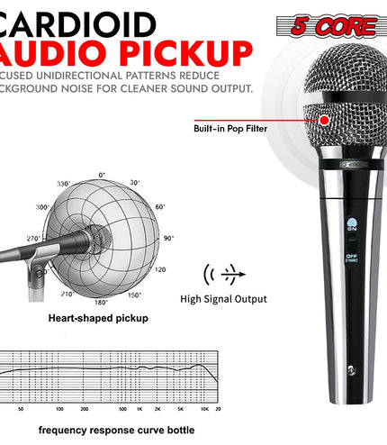 5Core XLR Microphone Dynamic Mic Karaoke Singing Studio Mics Handheld Microfono-1