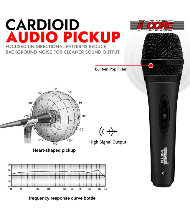 5Core XLR Microphone Dynamic Mic Karaoke Singing Studio Mics Handheld Microfono-0