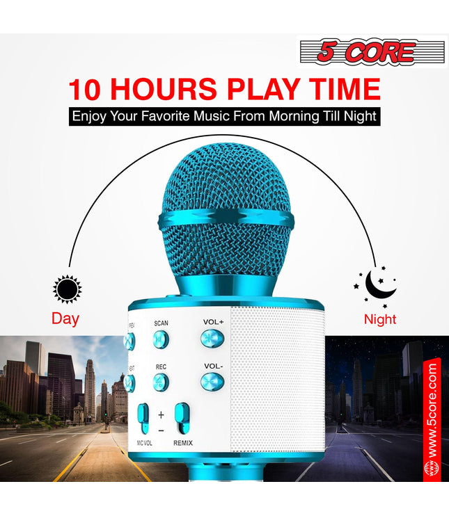 5Core Wireless Karaoke Microphone Bluetooth Mic Portable Handheld Microfonos Inalambricos BLACK & BLUE-2
