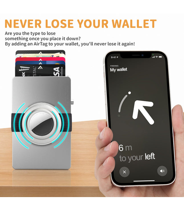 TOYFID All-Aluminum Pop Up Slide Rfid Slim Card Holder Wallet With Airtag Holder-8