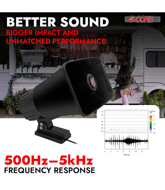5 Core PA Speaker 5 x 8" 65W Bull Horn Loud Audio Outdoor Speakers System 8Ohm Reflex Megaphone-3