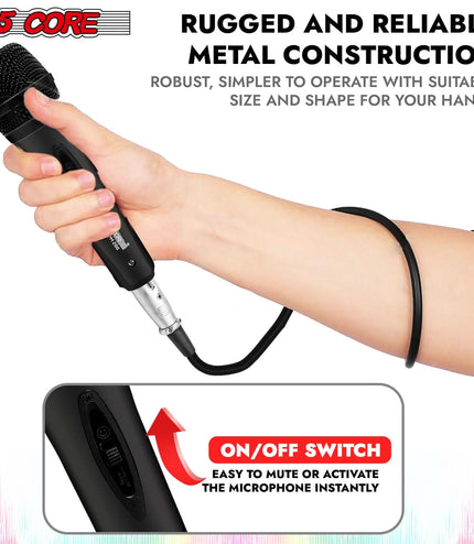 5Core XLR Microphone Dynamic Mic Karaoke Singing Studio Mics Handheld Microfono-1