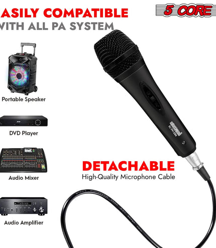 5Core XLR Microphone Dynamic Mic Karaoke Singing Studio Mics Handheld Microfono-3
