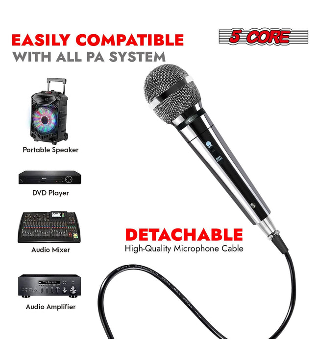 5Core XLR Microphone Dynamic Mic Karaoke Singing Studio Mics Handheld Microfono-4