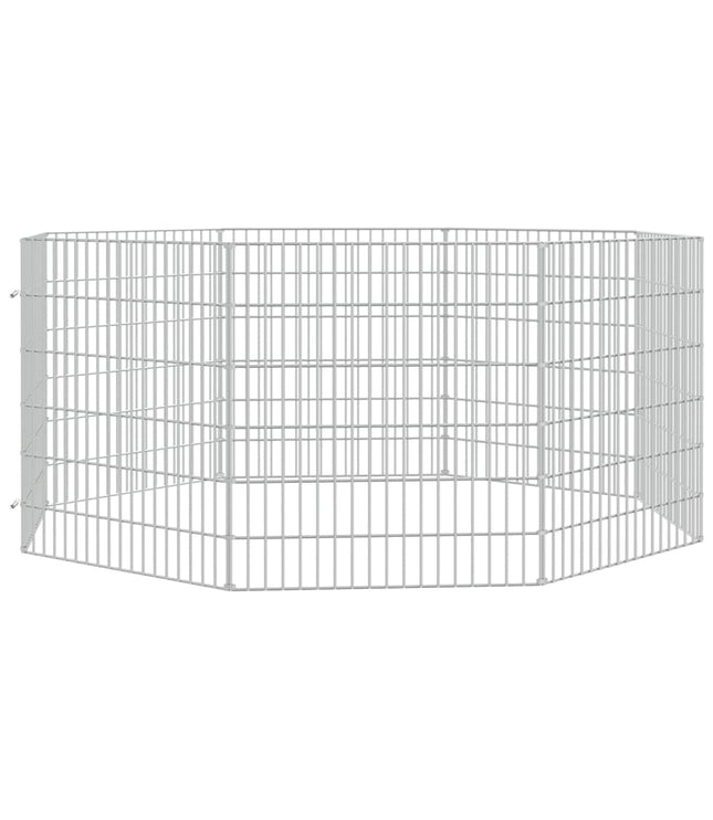 vidaXL Free Range Animal Enclosure 8-Panel 21.3"x23.6" Galvanized Iron-2