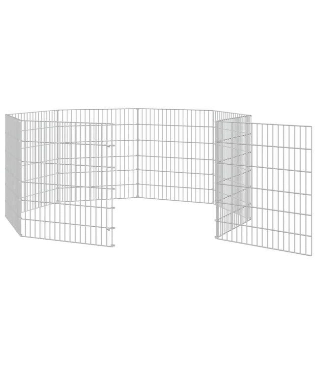 vidaXL Free Range Animal Enclosure 8-Panel 21.3"x23.6" Galvanized Iron-4