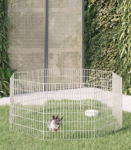 vidaXL Free Range Animal Enclosure 8-Panel 21.3"x23.6" Galvanized Iron-0