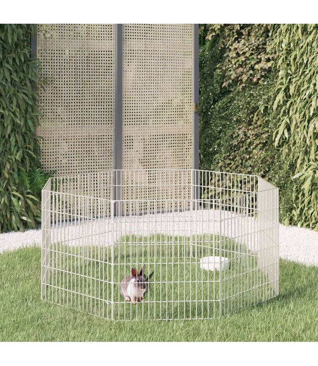 vidaXL Free Range Animal Enclosure 8-Panel 21.3"x23.6" Galvanized Iron-0