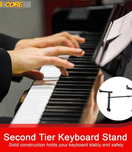 5 Core Keyboard Stand 2 Tier Adjustable Electric Piano Sturdy Foldable Holder-1