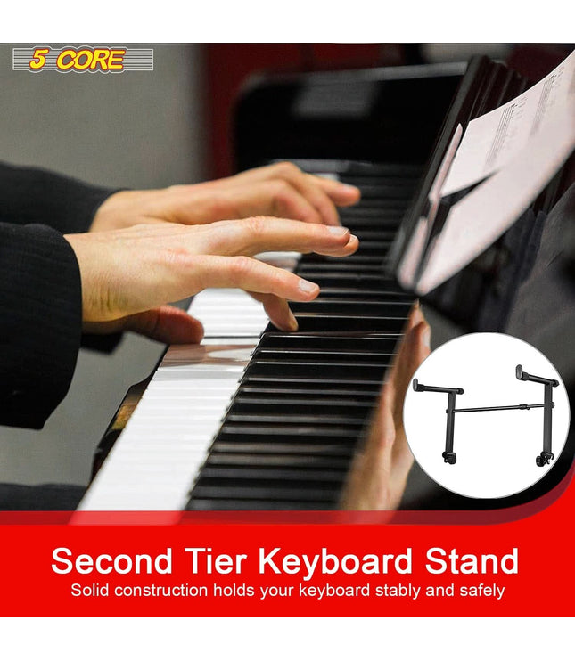 5 Core Keyboard Stand 2 Tier Adjustable Electric Piano Sturdy Foldable Holder-1