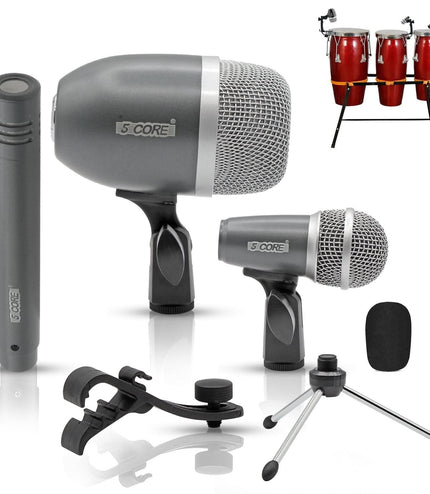 5Core Conga Mic Snare Tom Microphone Drum Kit Condenser XLR Instrument Mics GREY-0