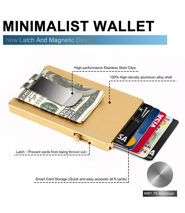 Minimalist Pop up Wallet with Money Clip, All Aluminum Slide Rfid Slim Card Holder-8