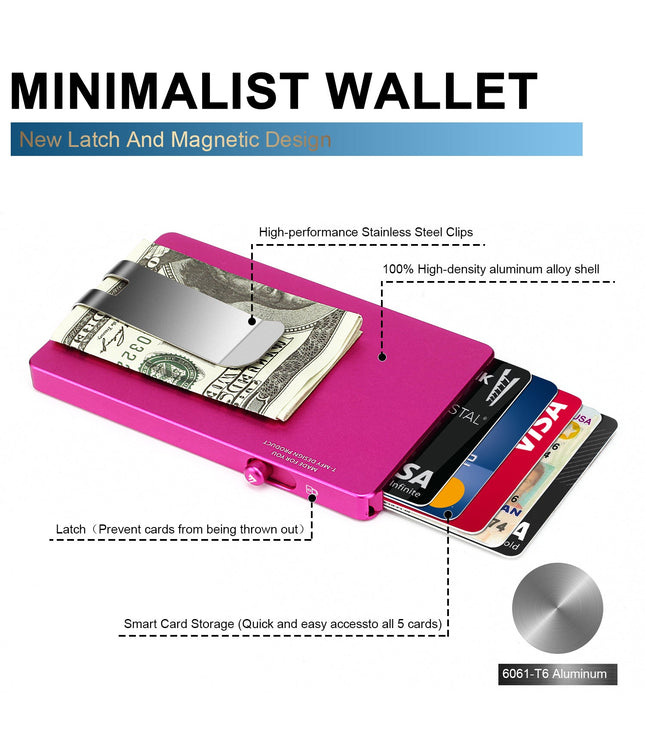 Minimalist Pop up Wallet with Money Clip, All Aluminum Slide Rfid Slim Card Holder-6