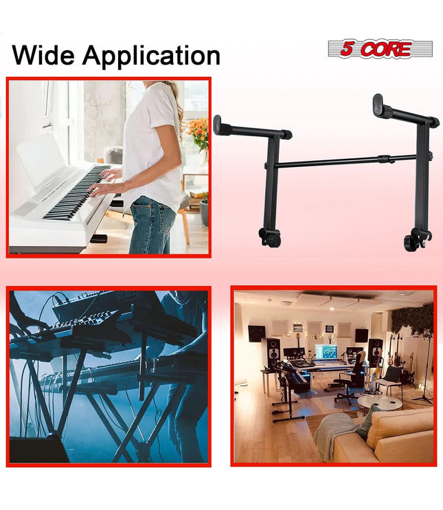5 Core Keyboard Stand 2 Tier Adjustable Electric Piano Sturdy Foldable Holder-3