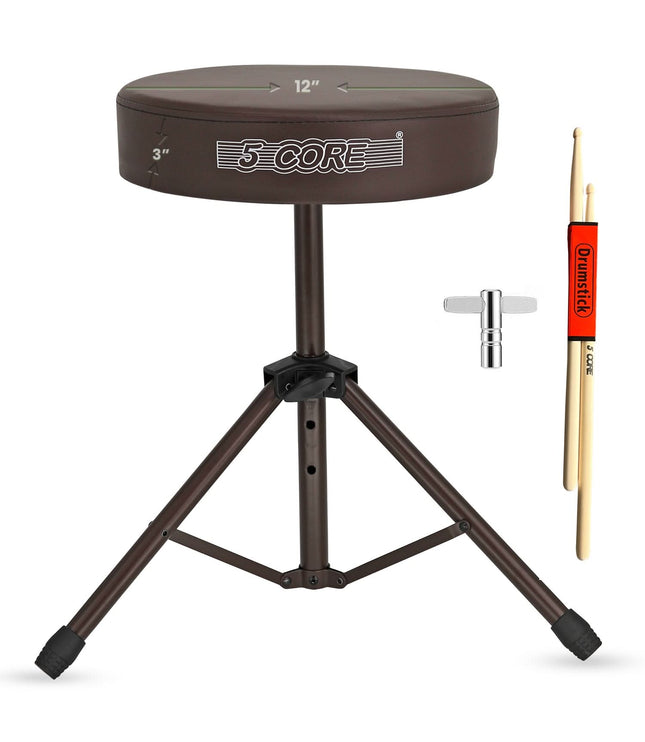 5 Core Drum Throne 3" Thick Padded Comfortable Guitar Stool Drummer Chair Adjustable Musician Seat-0