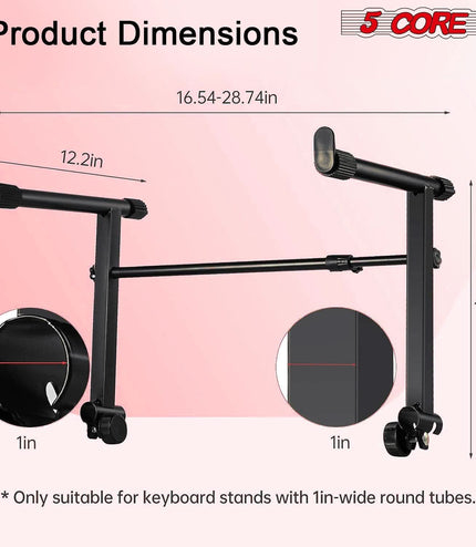 5 Core Keyboard Stand 2 Tier Adjustable Electric Piano Sturdy Foldable Holder-4