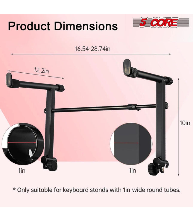 5 Core Keyboard Stand 2 Tier Adjustable Electric Piano Sturdy Foldable Holder-4