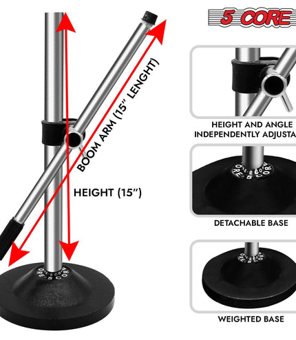 5Core Desktop Mic Stand Universal Desk Microphone Holder Table Top Round Base Stands-1