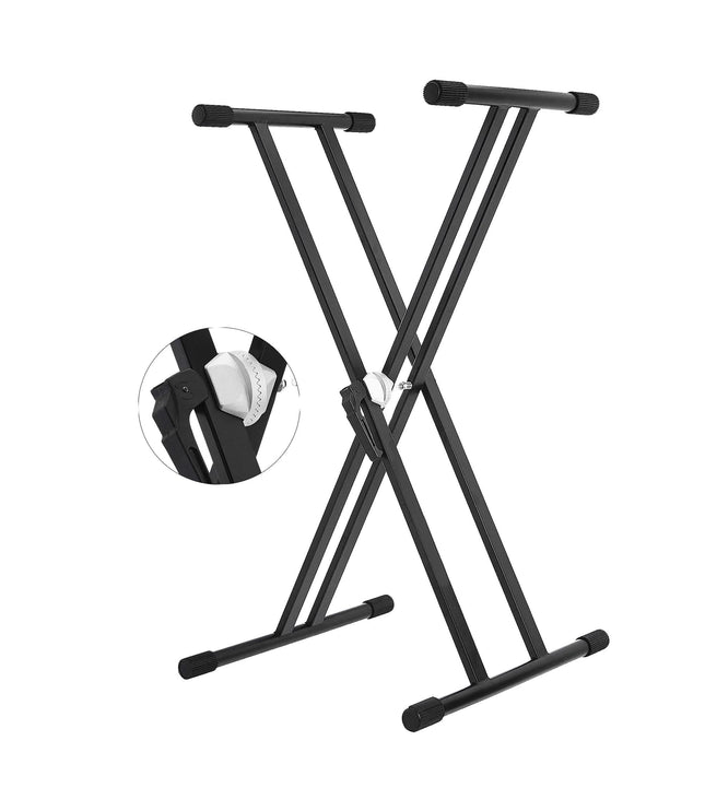 5Core Keyboard Stand Double X Style Adjustable Piano Riser For 49 To 88 Keys + Gear-0