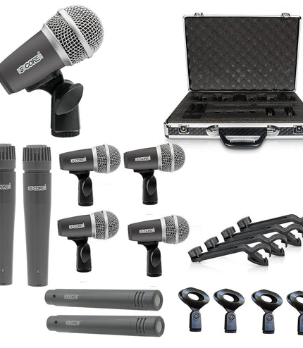 5Core Drum Mic Kit 9 Pcs Kick BassTom Snare Dynamic Mics Instrument Microphone Set GREY-0