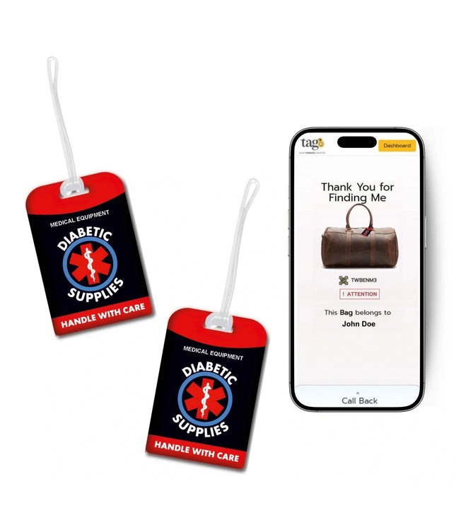 Diabetic Equipment Tag Red Color [Pack 2]-0