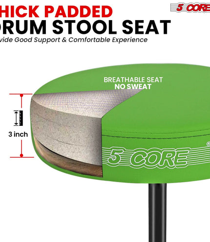 5 Core Drum Throne 3" Thick Padded Comfortable Guitar Stool Drummer Chair Adjustable Musician Seat-1