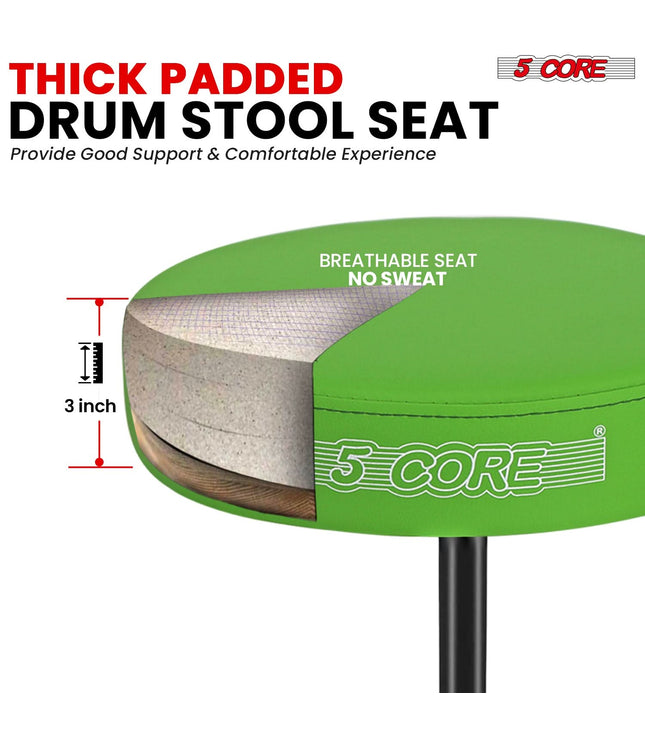 5 Core Drum Throne 3" Thick Padded Comfortable Guitar Stool Drummer Chair Adjustable Musician Seat-1